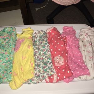 Lot of 6 baby girl cotton pajamas